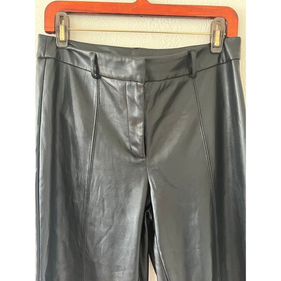 Womens Avec Les Filles Anthropologie Black Faux Leather Wide Leg Pants Sz Large - Picture 3 of 7